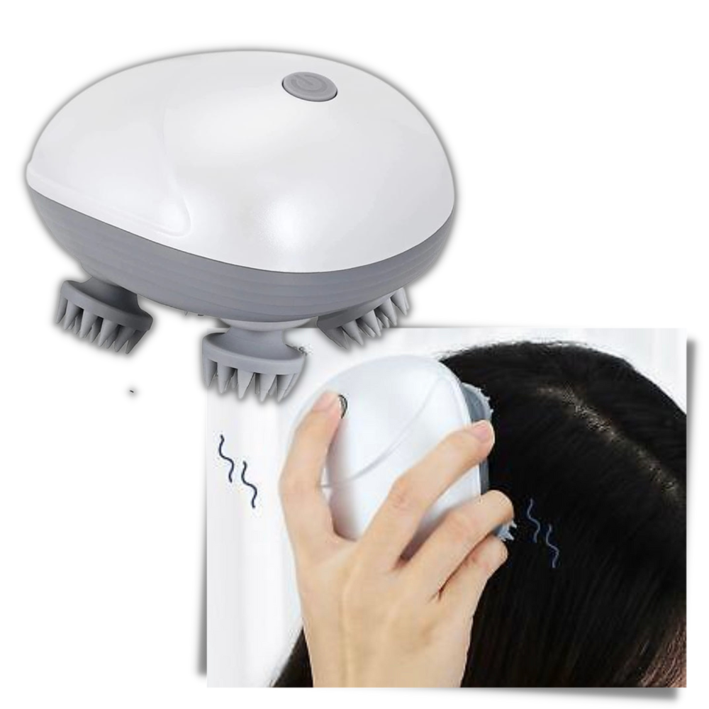 Masseur vibratório Dido para couro cabeludo, dispositivo de massagem e relaxamento com cerdas macias, usado na cabeça.