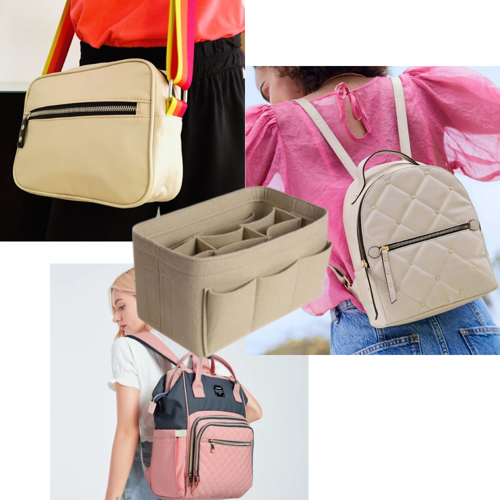 Organizador de bolso Dido em preto para manter a bolsa organizada e com espaço para itens essenciais.