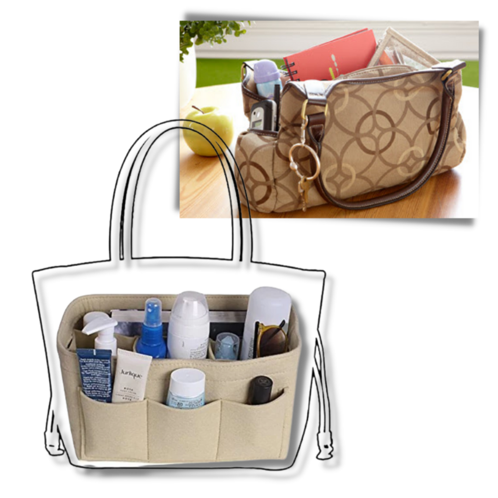 Organizador de bolsa preto da Dido para arrumar e otimizar o espaço no interior de bolsas femininas.