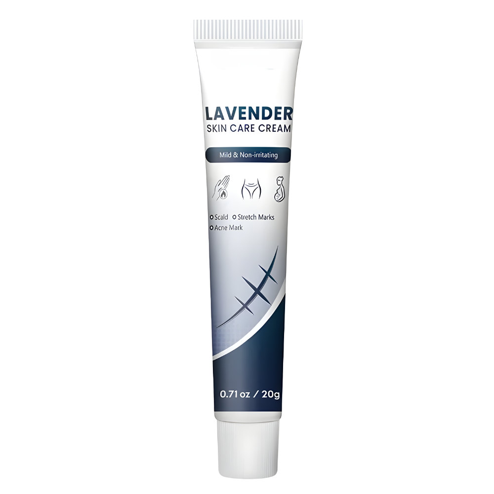 Creme hidratante de silicone para cicatrizes de gravidez da marca Dimtso, embalagem com tubo branco e tampa azul claro.