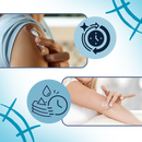 Creme hidratante ao silicone para cicatrizes de gravidez, embalagem com tubo branco e rótulo com detalhes em azul e rosa.
