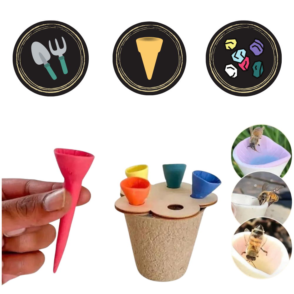 Abreuvoir para abelhas com revestimento reativo UV, feito de material durável, parte de cabanas para pássaros e animais selvagens Wioihee.