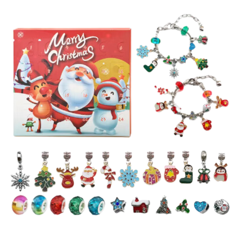 Calendário de Advento de Bijoux DIY Ibaste com 24 dias de decorações natalinas e acessórios para fazer em casa.