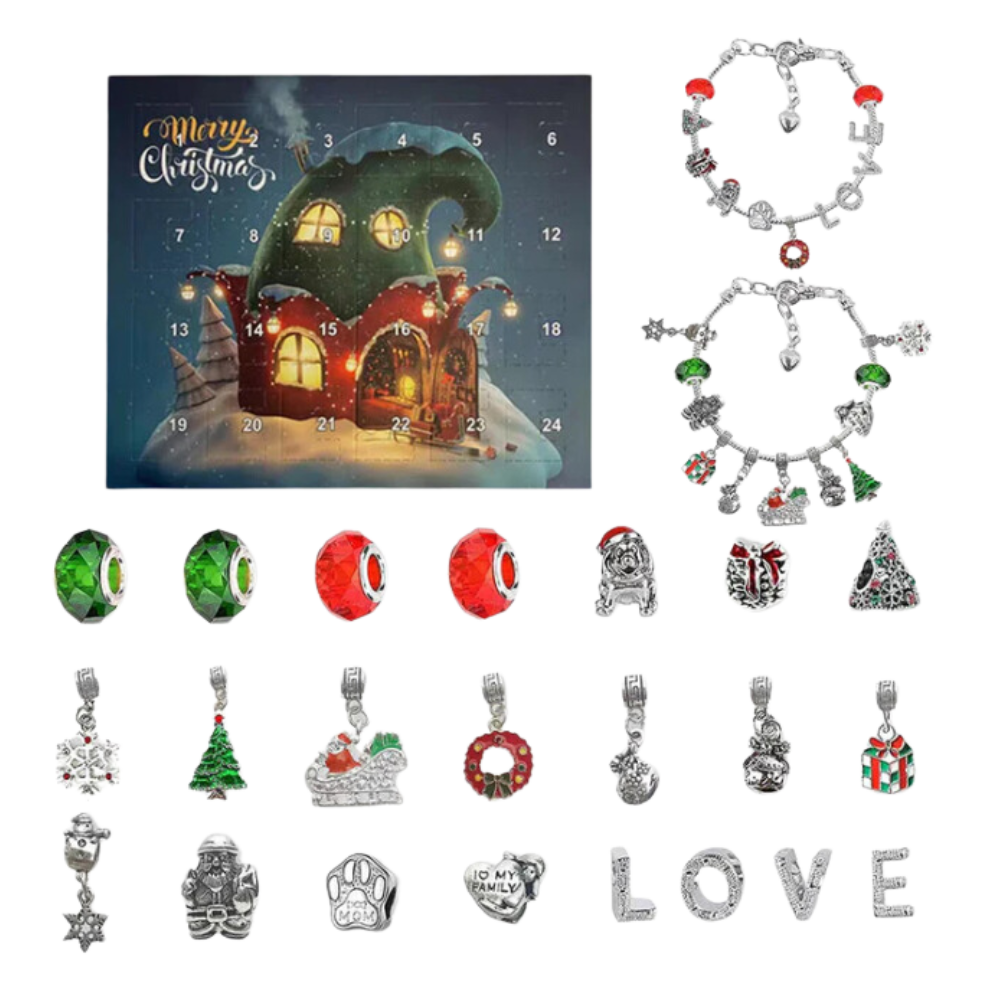 Calendário de Advento de Natal DIY Ibaste com 24 portas de decoração de joias e motivos natalinos saisonniers.