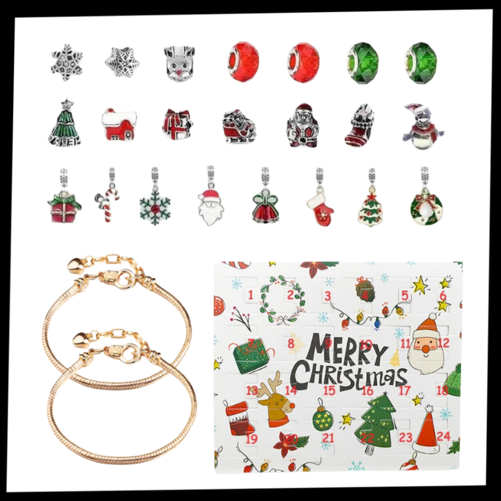 Calendário de Advento de 24 dias da Ibaste para fazer bijuterias, decoração natalina e sazonal DIY com acessórios.