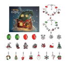 Calendário de Advento de 24 dias para fazer bijuterias, decoração de Natal da marca Ibaste, com elementos natalinos e peças de bijuteria.