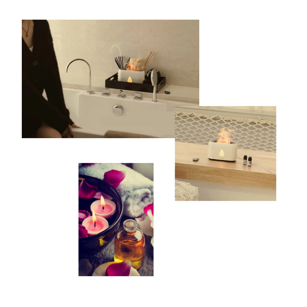 Acessórios para umidificador Dlswds em preto, efeito de chamas, compatível com humidificadores, design moderno e funcional.