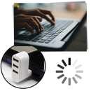 Adaptador rotativo USB multiporta da Dongguan, em acabamento preto, com múltiplas portas para conexão de dispositivos.