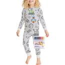 Pijama à colorir da Bjutir com desenhos de desenhos animados para dormir e relaxar, tecido confortável e estilo casual.
