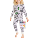 Pijama à colorir da Bjutir com desenhos de animais fofos, roupa de dormir confortável para crianças, estilo doodle.