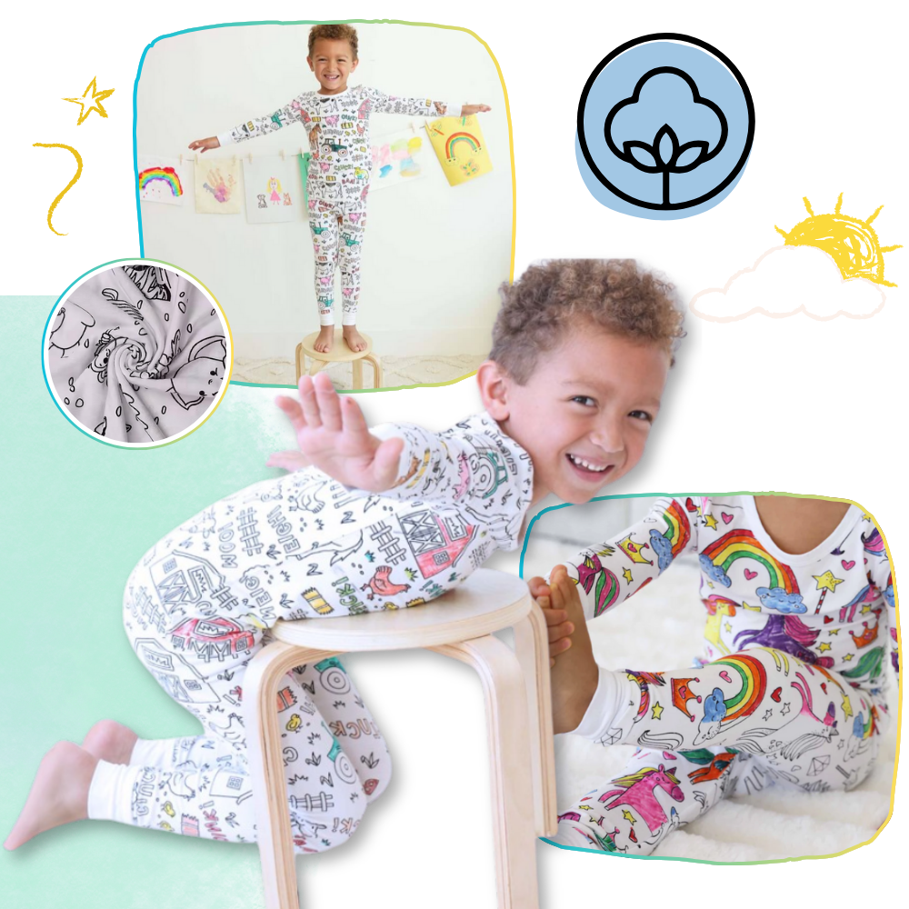 Pijama à colorir da Bjutir para dormir e relaxar, com desenho de doodle para personalizar e usar à noite.