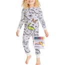 Pijama à colorir da Bjutir com desenho de dinossauros, roupa de dormir confortável e divertida para crianças.