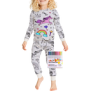 Pijama à colorir Bjutir com desenho de cavalo encantado, roupa de dormir e relaxamento para crianças, estilo doodle, confortável e divertido.
