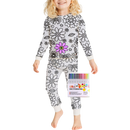 Pijama à colorir da Bjutir com estampa de desenhos de flores, roupa de dormir confortável para crianças e relaxamento.