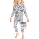 Pijama à colorir da Bjutir com desenho de sereia e elementos de sonho, roupa de dormir confortável para crianças.