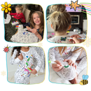 Conjunto de pijamas à colorir da Bjutir com desenhos de doodle para relaxar e criar, roupa de dormir e lazer para crianças.