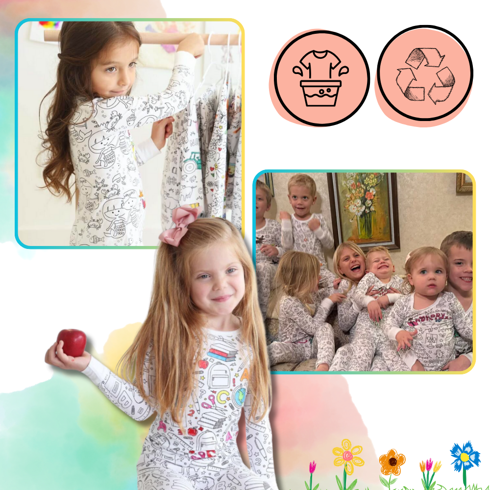 Pijamas de dormir Bjutir com desenhos para colorir, roupas de noite e relaxamento, tecido confortável e reutilizável.