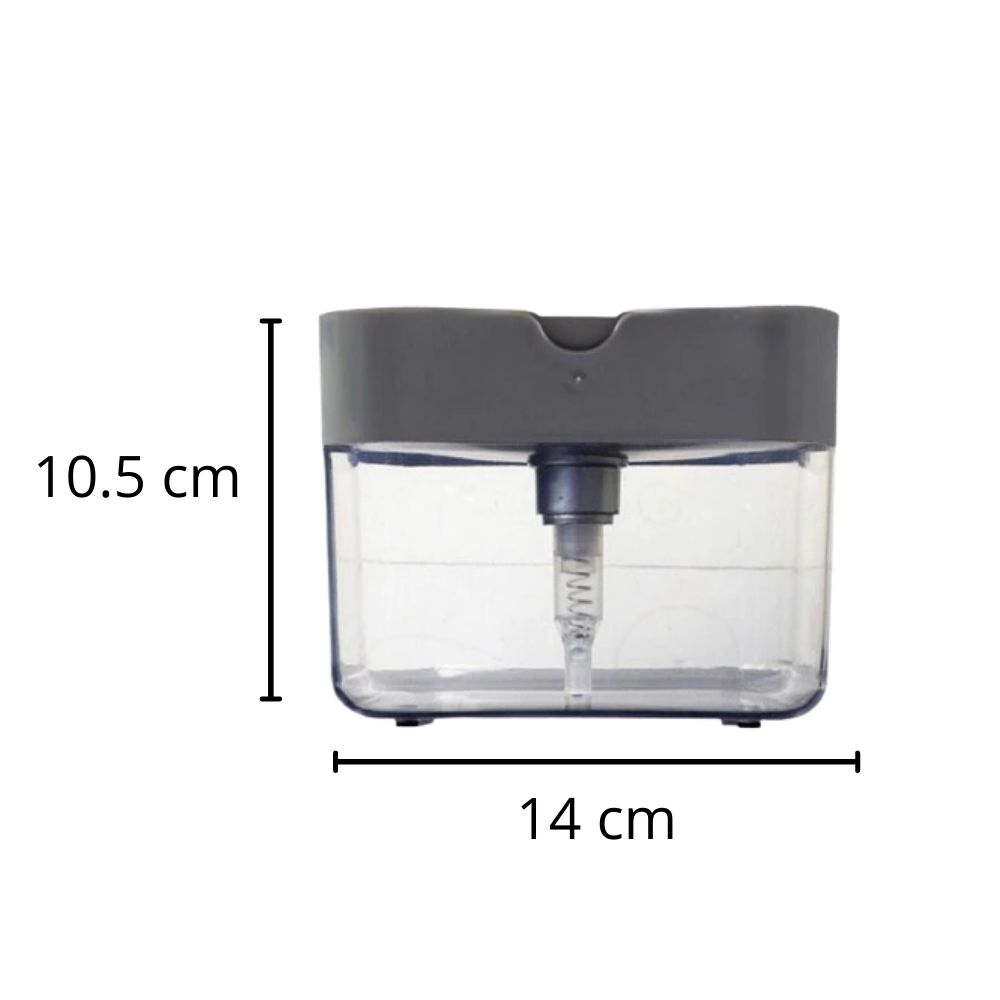 Distributeur de savon e detergente da Doubleking para cozinha com porta-esponja, plástico branco e design funcional