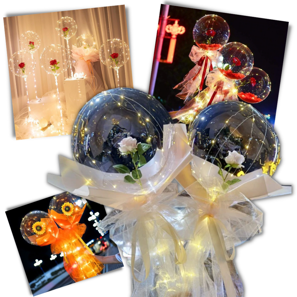 Conjunto de três balões LED com rosas vermelhas em estilo DIY, ideal para presentes decorativos, marca Doyleshield
