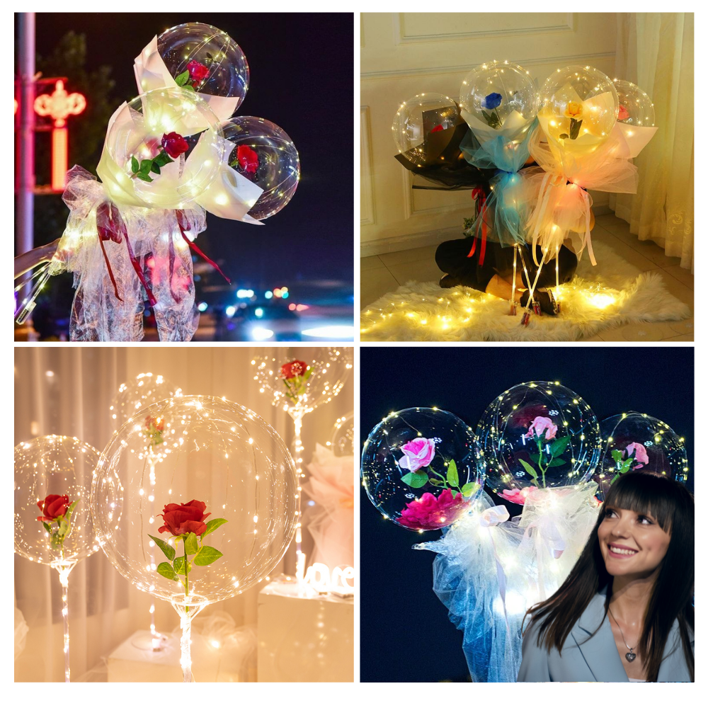 Três balões LED vermelhos em forma de rosas para DIY, presentes da marca Doyleshield, decorativos e iluminados.
