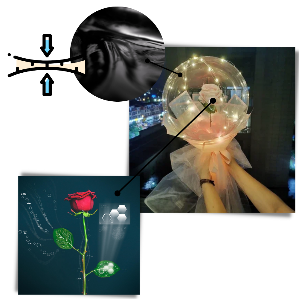 Conjunto de 3 balões LED vermelhos com rosas em DIY, ideal para decorações de presentes, da marca Doyleshield.