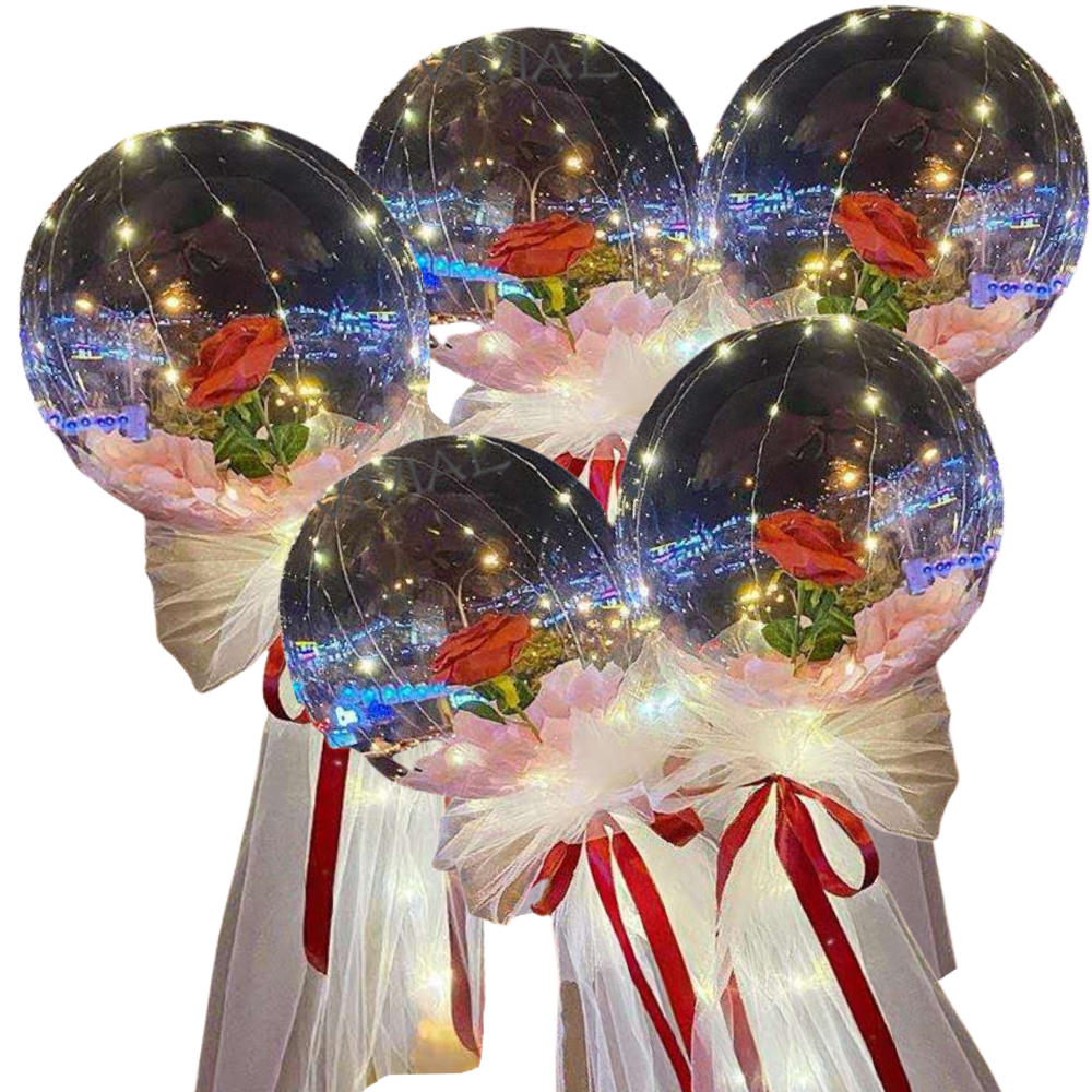 Conjunto de 3 balões LED vermelhos com rosas em DIY, ideal como presente decorativo da marca Doyleshield.