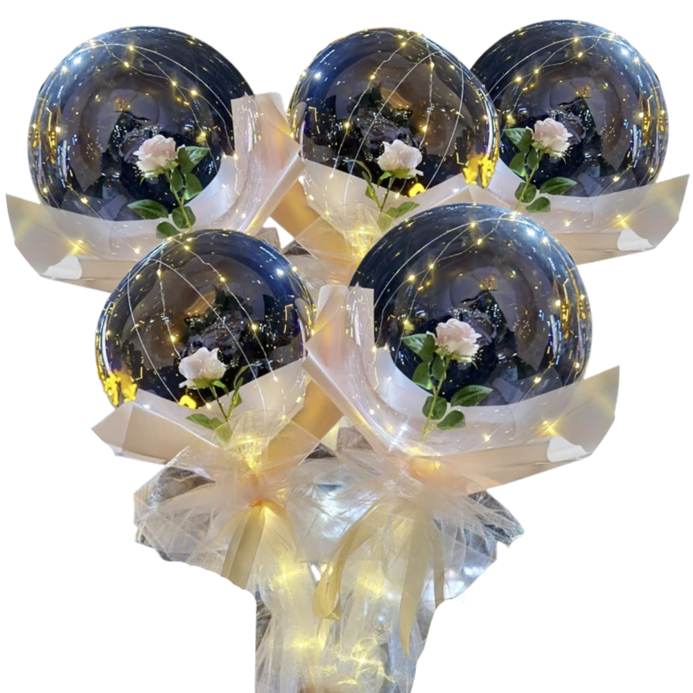Conjunto de três balões de LED em forma de rosa vermelha da Doyleshield, ideal para presentes DIY.