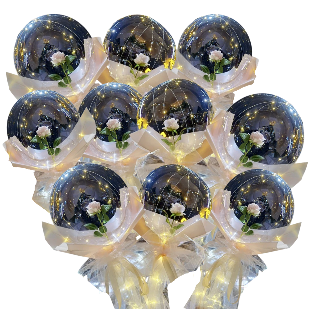 Conjunto de três balões LED vermelhos com rosas em DIY, ideal para presentes decorativos, da marca Doyleshield.