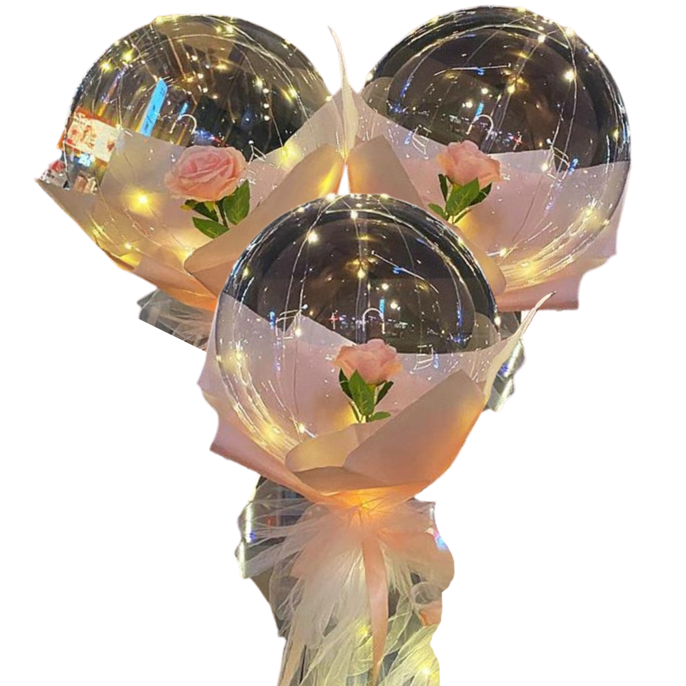 Conjunto de 3 balões LED com rosas vermelhas para presentes DIY, marca Doyleshield, decorativos e iluminados.