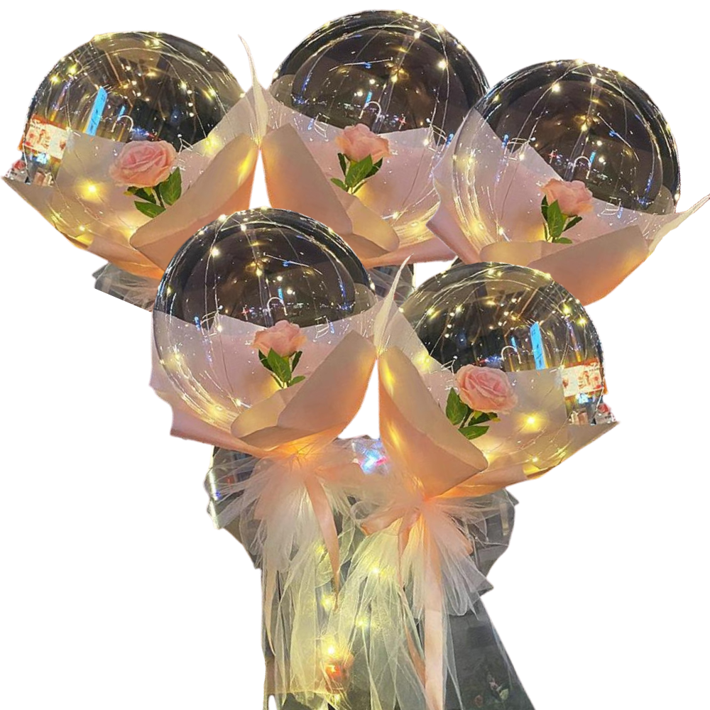 Conjunto de 3 balões LED vermelhos com rosas em DIY, ideal para presentes decorativos, da marca Doyleshield.