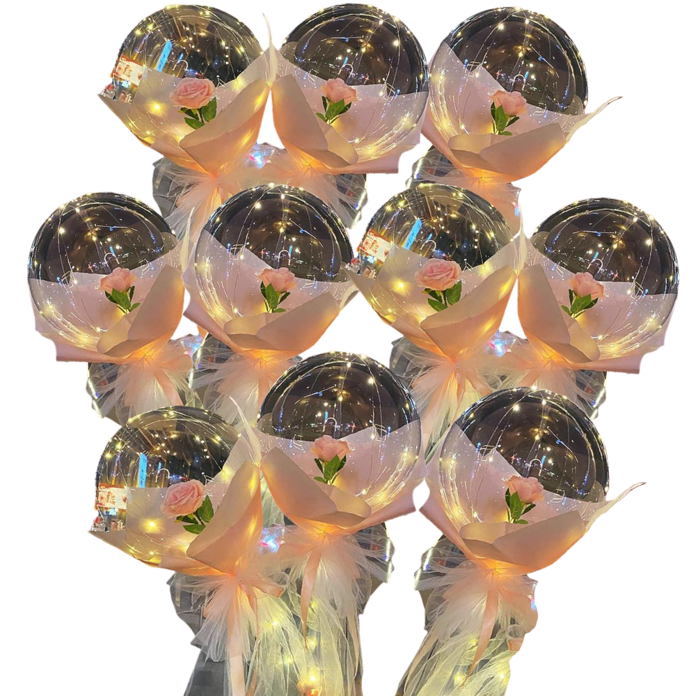 Conjunto de três balões LED vermelhos com rosas em DIY, ideal para presentes da Doyleshield