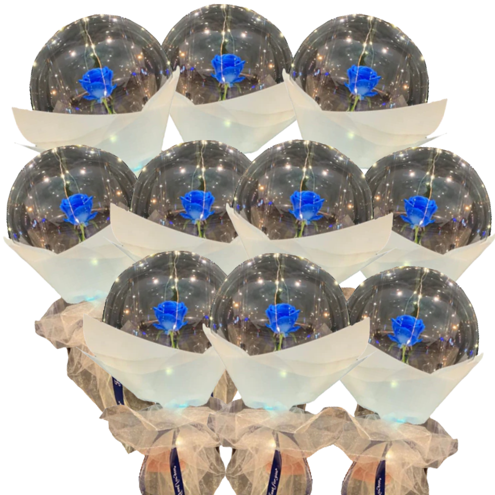Conjunto de 3 balões LED em forma de rosa DIY da Doyleshield, ideal para presentes e decorações especiais.