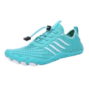 Chaussures orthopédiques ultra-minces Dq na cor neon branca, estilo pés nus, modelo para tamanho EU36 / US4 / UK3,5