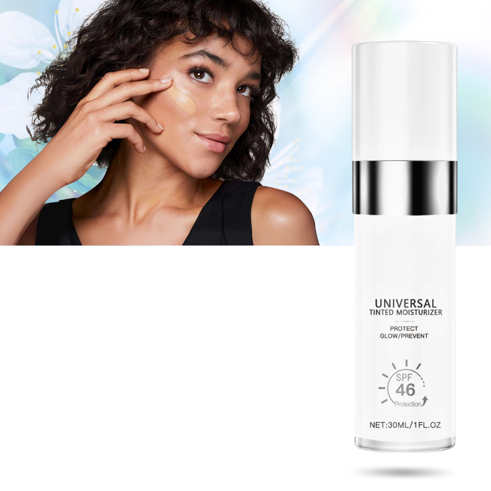Creme teinte éclat e hidratação da Drmtlgy, produto cosmético com textura leve e acabamento radiante na pele.