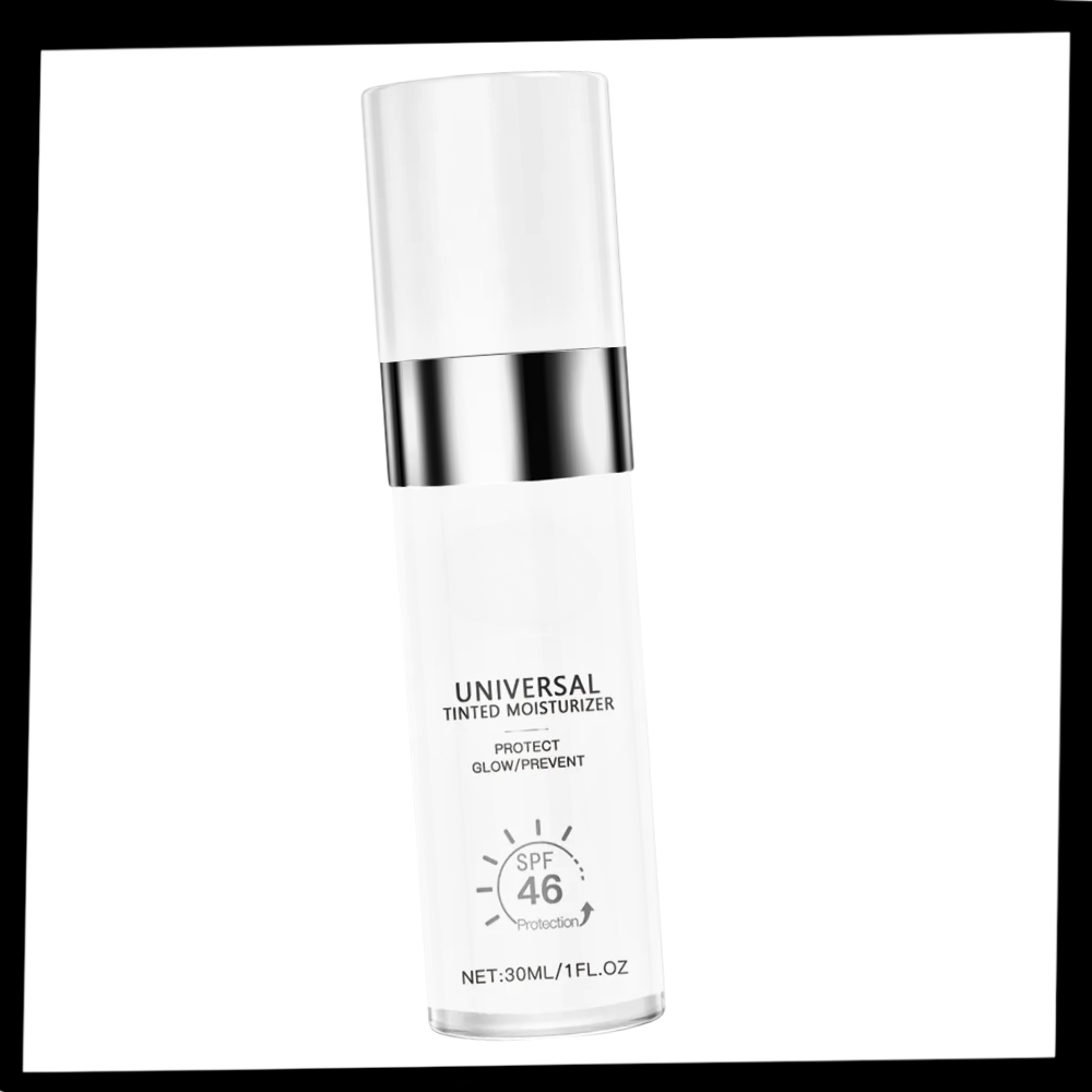 Creme teintee iluminadora e hidratante da Drmtlgy, com textura leve e acabamento natural na pele.