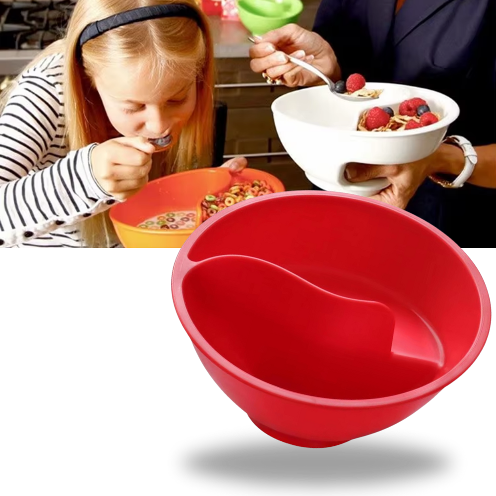 Cumbuca de cereais Dido com separação seca e úmida, utensílio de artes de mesa para alimentos secos e molhados.