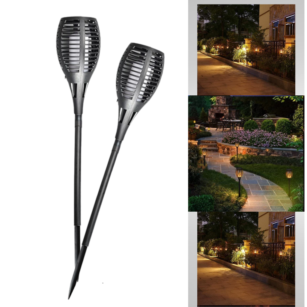 Lanterna solar com LED e efeito de chama, luminária portátil da marca Dsermall, ideal para ambientes externos e decoração.