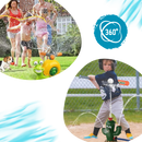 Bola de baseball com jato d'água, jogo ao ar livre da marca Baright, ideal para diversão com água e esporte ao ar livre.