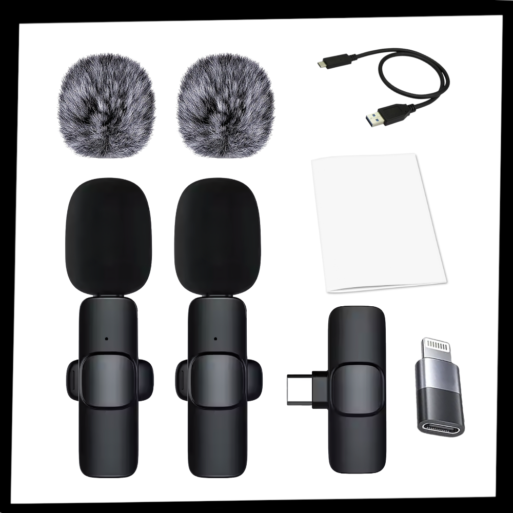 Microfone micro cravate Maybesta com redução de ruído dupla, ideal para componentes de áudio e gravações claras.