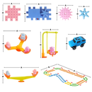 Blocos de construção educacionais de engrenagens elétricas Krazy Gears para jogos de puzzle e aprendizado em mecânica.