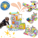 Blocos de construção de engrenagens elétricas Krazy Gears, brinquedo educativo de puzzle com peças para montar engrenagens.