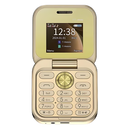 Telefone portátil dobrável Dual SIM Broisae dourado, com tela compacta e design dobrável, perfeito para uso prático e conveniente.