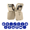 Telefone portátil dobrável Broisae com dual SIM, design compacto e tela pequena, ideal para mobilidade e praticidade.