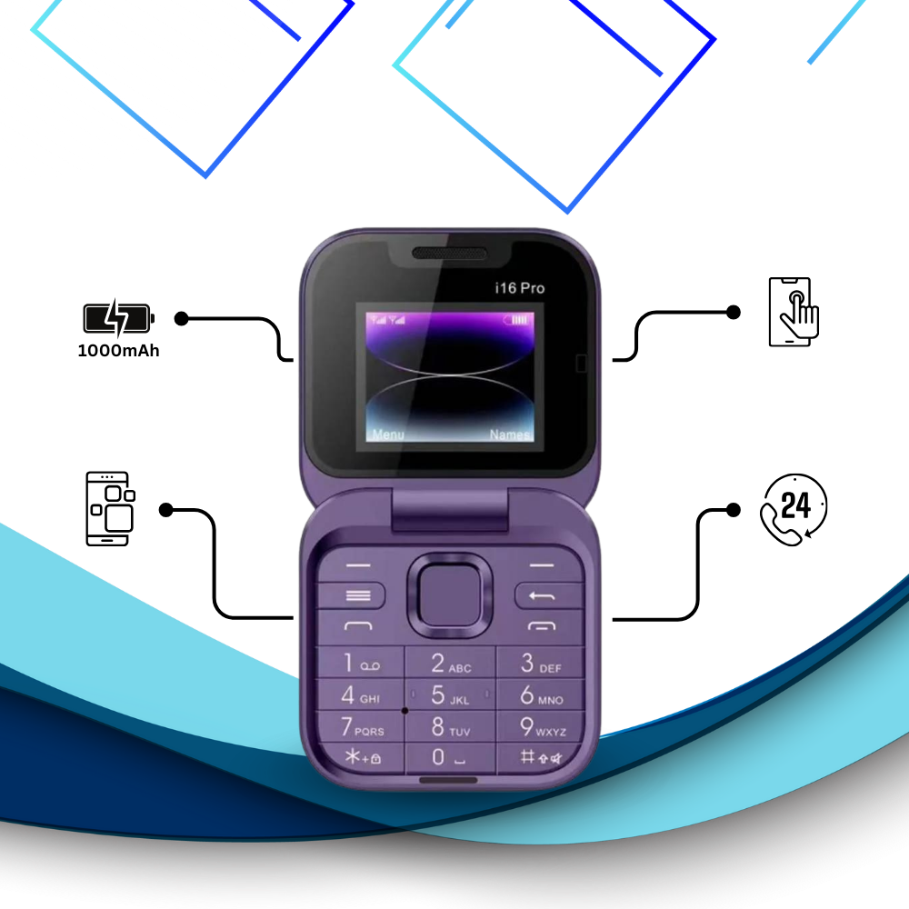 Telefone portátil dobrável Dual SIM Broisae, modelo compacto com tela pequena, ideal para uso contínuo e fácil de transportar.