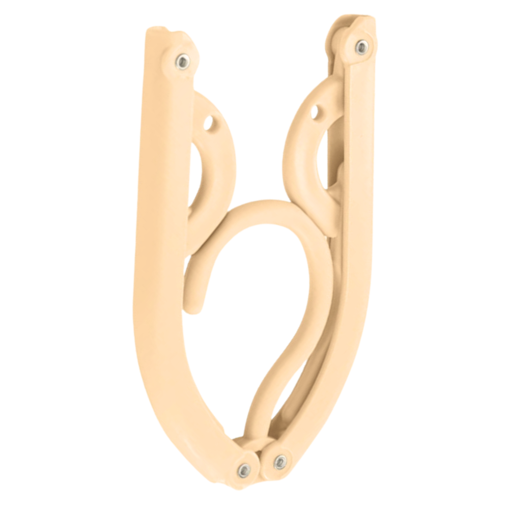 Cabides dobráveis de dupla altura na cor bege, produtos de lavanderia da marca AB00130, com design prático e compacto.