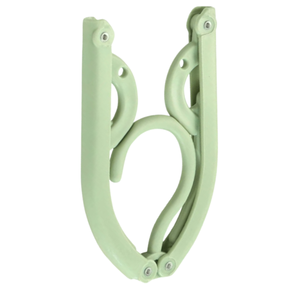 Cintres dobráveis de dupla altura na cor verde, ideais para lavanderia, marca AB00130, visível com design prático e compacto.