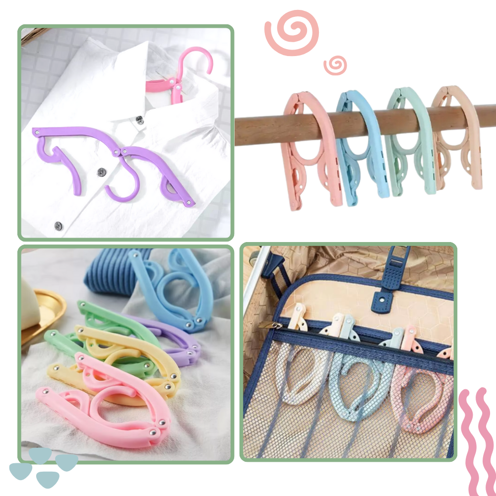 Cabides dobráveis duplos para roupas, produto de lavanderia AB00130, economizam espaço e facilitam a organização de roupas.