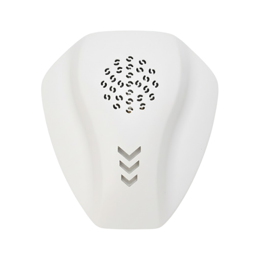 Répulsor ultrassônico para pragas da Morease, dispositivo branco para repelir insetos e roedores de forma eficaz.