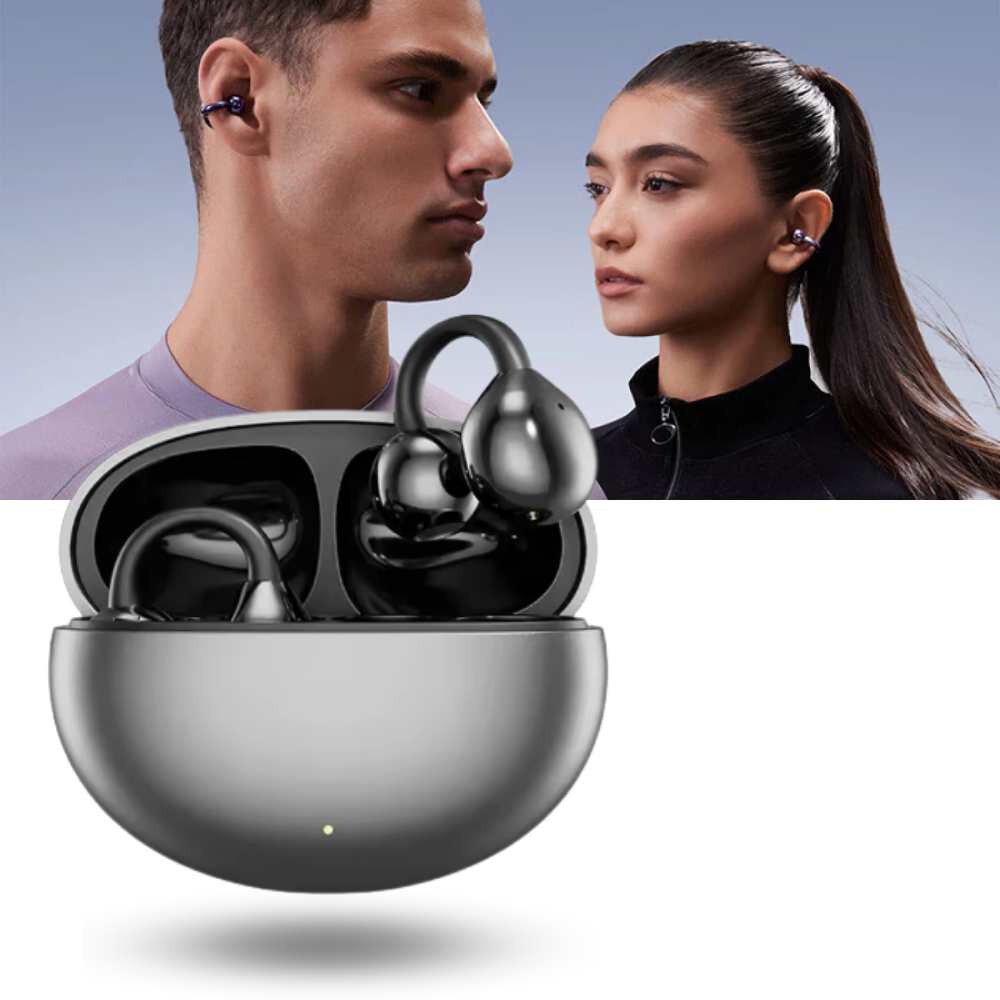 Fones de ouvido de condução óssea Morease, componentes de áudio com design compacto e confortável para uso diário.