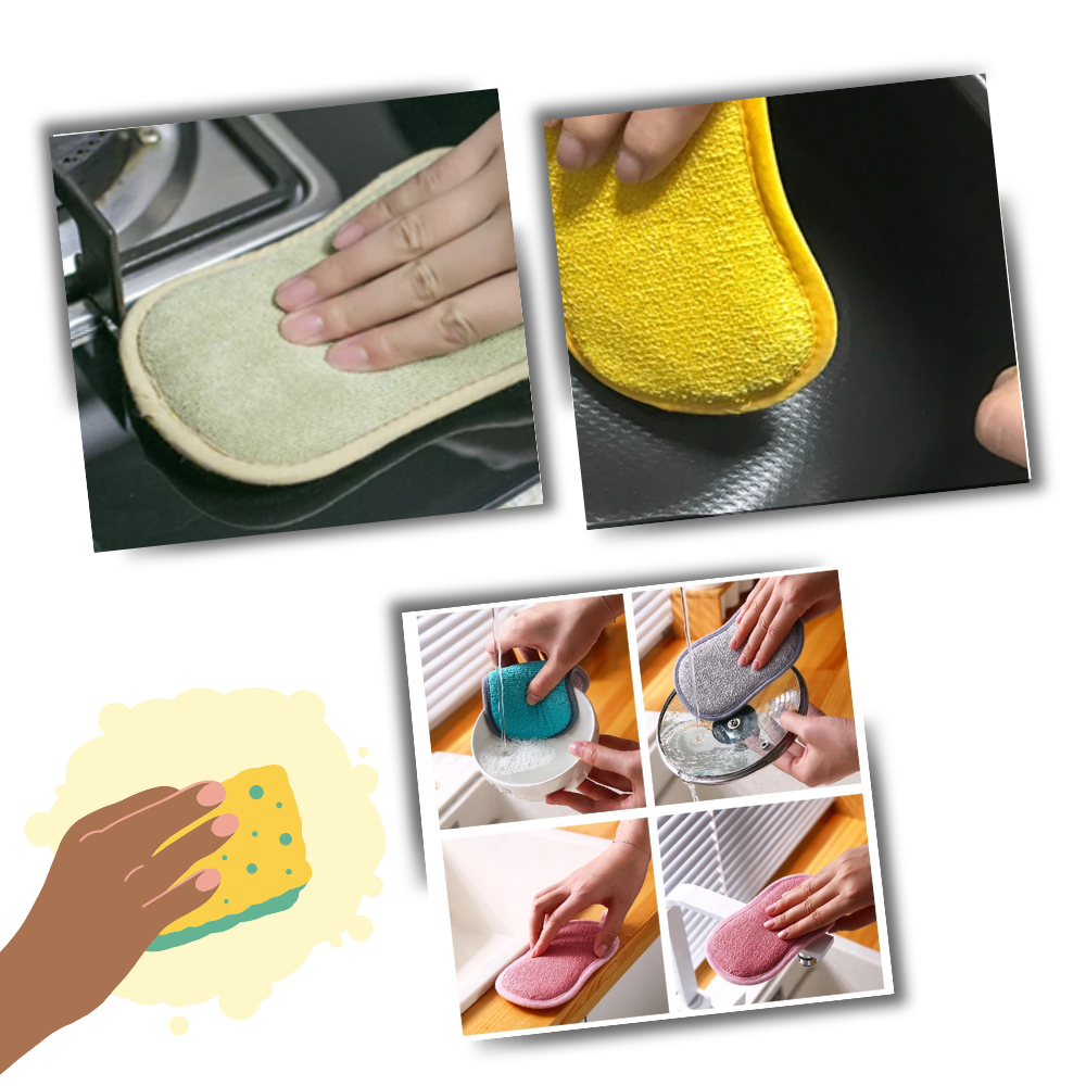 Esponja de lavar louça durável e reutilizável da Dechoicelife, ideal para limpeza de várias superfícies na casa.